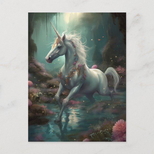 Cartão Postal Cartão-postal de Arte Unicorn Fantasy (Frente)