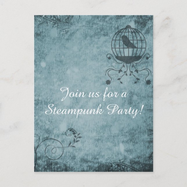 Cartão Postal Cartão-postal de ave-jaula de pássaro azul profund (Frente)