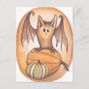 Cartão Postal Cartão-postal de Bat e Pumpkins Halloween