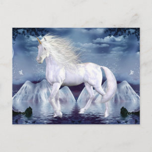 Cartão Postal Cartão-postal de beleza branca Unicorn