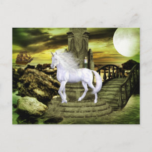 Cartão Postal Cartão-postal de beleza branca Unicorn