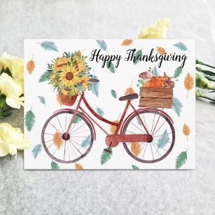 Cartão Postal Cartão-postal de Bicicleta de Ação de Graças Feliz