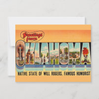 Cartão-postal de Boas-vindas Vintage Oklahoma