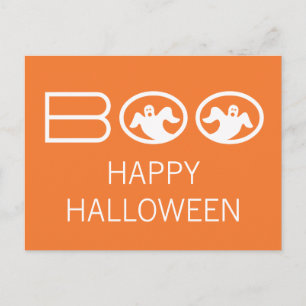 Cartão Postal Cartão-postal de Boo Halloween, Ghosted, Laranja e
