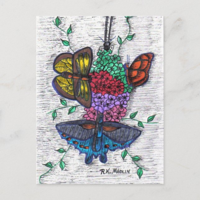 Cartão Postal Cartão-postal de borboletas (Frente)