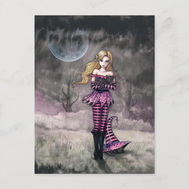 Cartão Postal Cartão-postal de bruxas e gatos pretos (Frente)