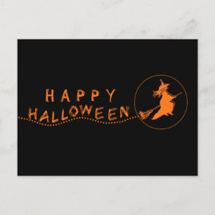 Cartão Postal Cartão-postal de bruxas voadoras, preto/laranja