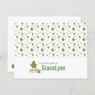 Cartão Postal Cartão-postal de campeão de frango verde e castanh