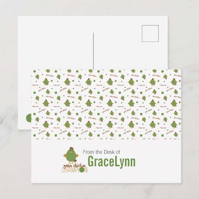 Cartão Postal Cartão-postal de campeão de frango verde e castanh (Frente/Verso)