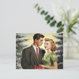 Cartão Postal Cartão-postal de Casal de Natal Retroativo no Esti