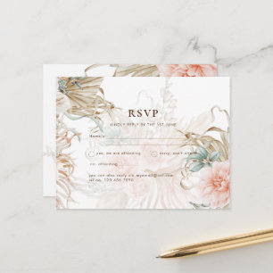Cartão Postal Cartão-postal de Casamento Amarelo BOHO Pampas