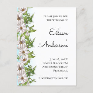 Cartão Postal Cartão-postal de Casamento de Pastel Floral de Wat
