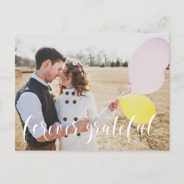 Cartão Postal Cartão-postal de casamento de script Obrigado (Frente)