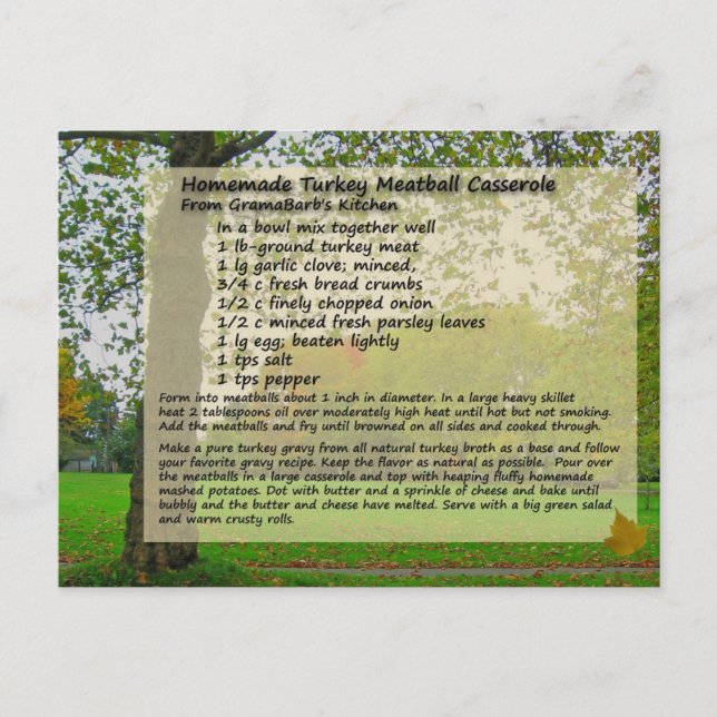 Cartão Postal Cartão-postal de casserole de meatball Turquia (Frente)