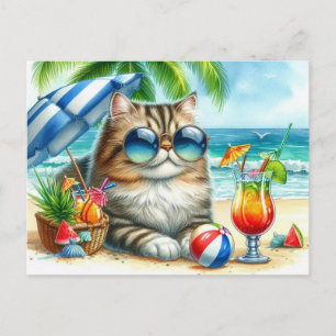 Cartão Postal Cartão-postal de Cat e Cocktails