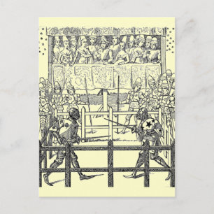Cartão Postal Cartão-postal de Cavaleiros Medievais Justando