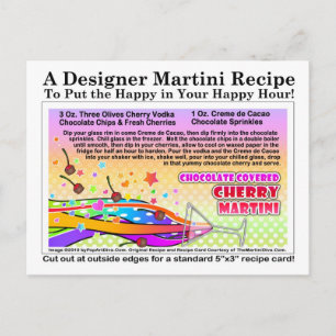 Cartão Postal Cartão-postal de cereja e Martini coberto com choc