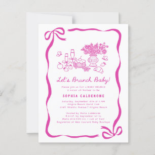 Cartão Postal Cartão-postal de Chá de fraldas Branca Desenhado à