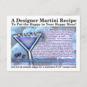 Cartão Postal Cartão-postal de Cheesecake Martini de mirtilo