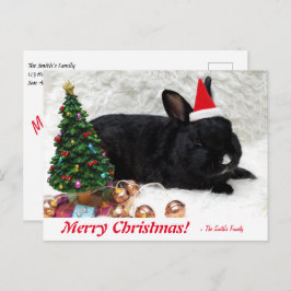 Cartão Postal Cartão-postal de coelho de Natal Personalizado