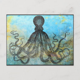 Cartão Postal Cartão-postal de Colagem de Octopus Vintage