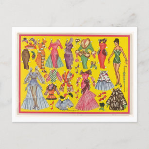 Cartão Postal Cartão-postal de Conjunto de Bonecas de Papel Vint