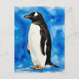 Cartão Postal Cartão-postal de cor d'água para pinguins brancos