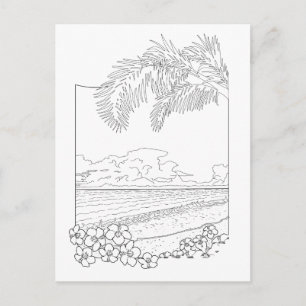 Cartão Postal Cartão-postal de cor para adultos de praia tropic