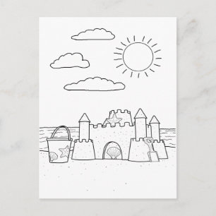 Cartão Postal Cartão-postal de cor para adultos do Sandcastle
