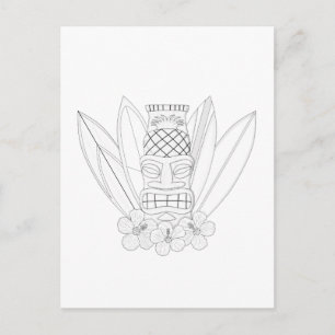 Cartão Postal Cartão-postal de cor para adultos Tiki