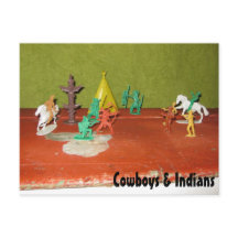 Cartão-postal de cowboys e índios