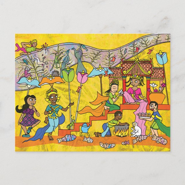 Cartão Postal Cartão-postal de dança Devas - Cartoon Apsara (Frente)