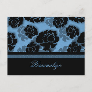 Cartão Postal Cartão-postal de Decadência Floral Grungente, Azul