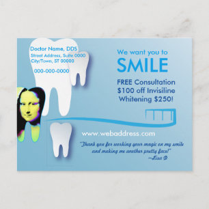 Cartão Postal Cartão-postal de dentista: Queremos que você sor