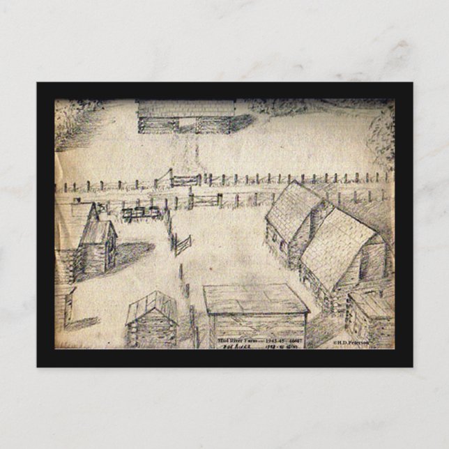 Cartão Postal Cartão-postal de desenho de Fazenda dos anos 40 (Frente)