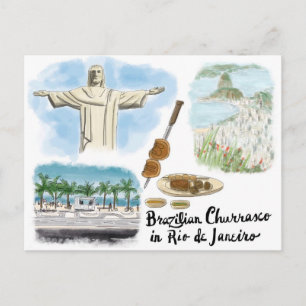 Cartão Postal Cartão-postal de desenho viagem: Churrasco - Rio 