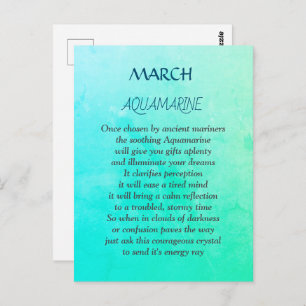 Cartão Postal Cartão-postal de design de Birthstone Aquamarine