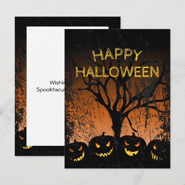 Cartão Postal Cartão-postal de Dia das Bruxas Spooky da Árvore S (Frente/Verso)