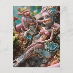 Cartão Postal Cartão-postal de Doll e Plantas