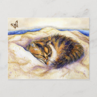 Cartão Postal Cartão-postal de dormir para Mini Art Calico Cat