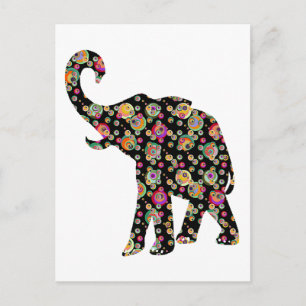 Cartão Postal Cartão-postal de elefante hippie