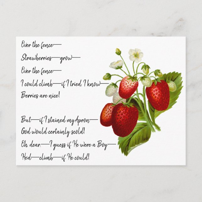 Cartão Postal Cartão-postal de Emily Dickinson "Over the Fence" (Frente)