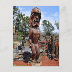 Cartão Postal Cartão-postal de escultura do Fierce Hawaiian Ki'i