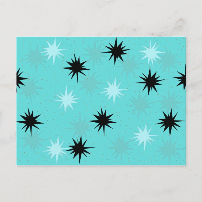 Cartão Postal Cartão-postal de Estrelas Turquoise Atômica (Frente)
