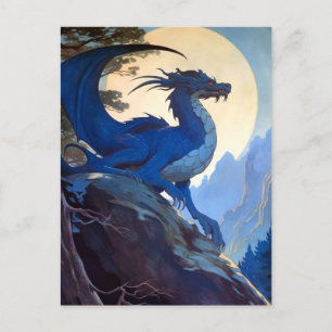 Cartão Postal Cartão-postal de fantasia de lua cheia de Dragão a