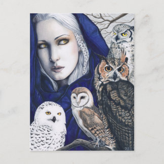 Cartão Postal Cartão-postal de Fantasia Shaman Owls