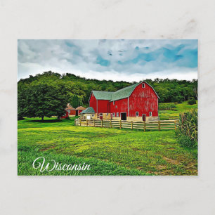 Cartão Postal Cartão-postal de Fazenda do Wisconsin Red Barn