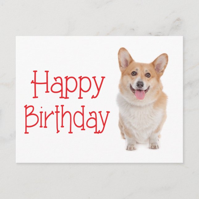 Cartão Postal Cartão-postal de Feliz Aniversário Pembroke Corgi (Frente)