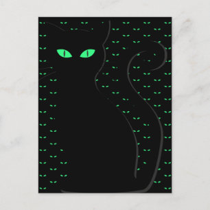 Cartão Postal Cartão-postal de Feliz Dia das Bruxas de Gato Neg