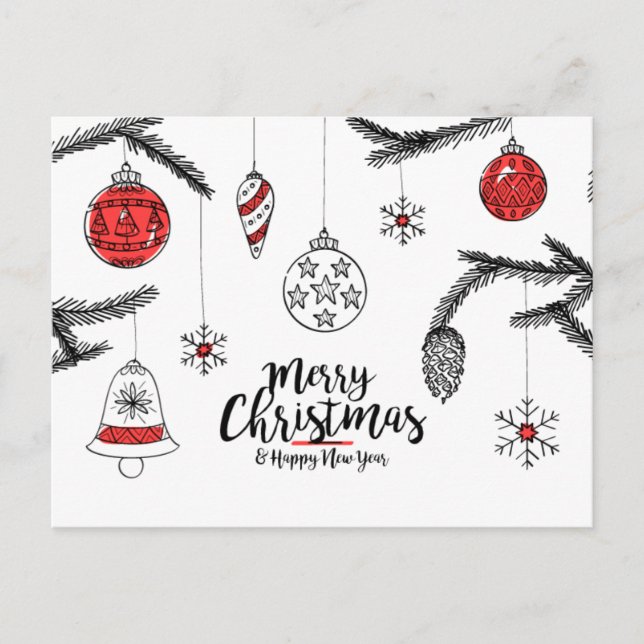 Cartão Postal Cartão-postal de Feliz Natal e Feliz ano novo (Frente)